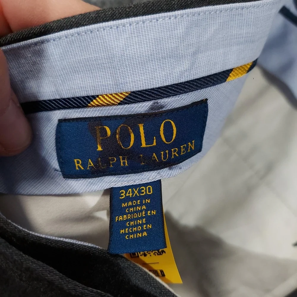 Polo‎ Ralph Lauren Pants Mens 34x30 Gray Wool Blend Stretch Dress Suit Formal
